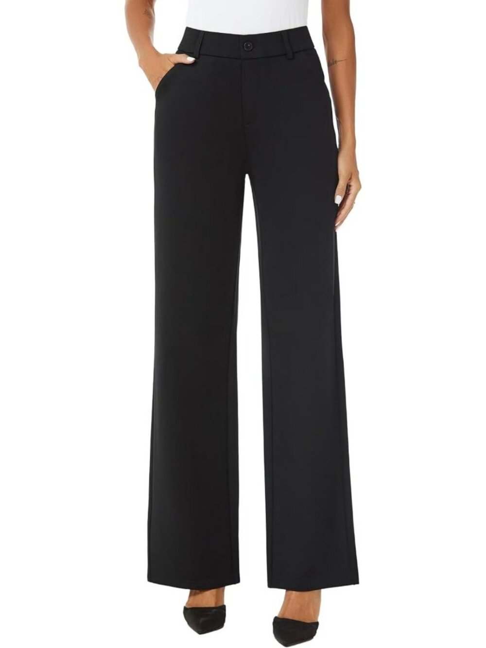High Waist Wide Leg Trousers | Casual Dress Pants with Pockets for Women